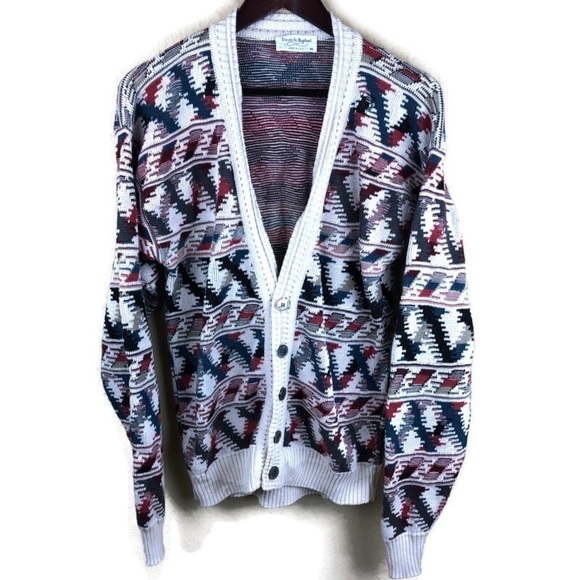 Tricots St Raphael Sweaters - Tricots St Raphael Womens Cardigan, Cream Blue XL